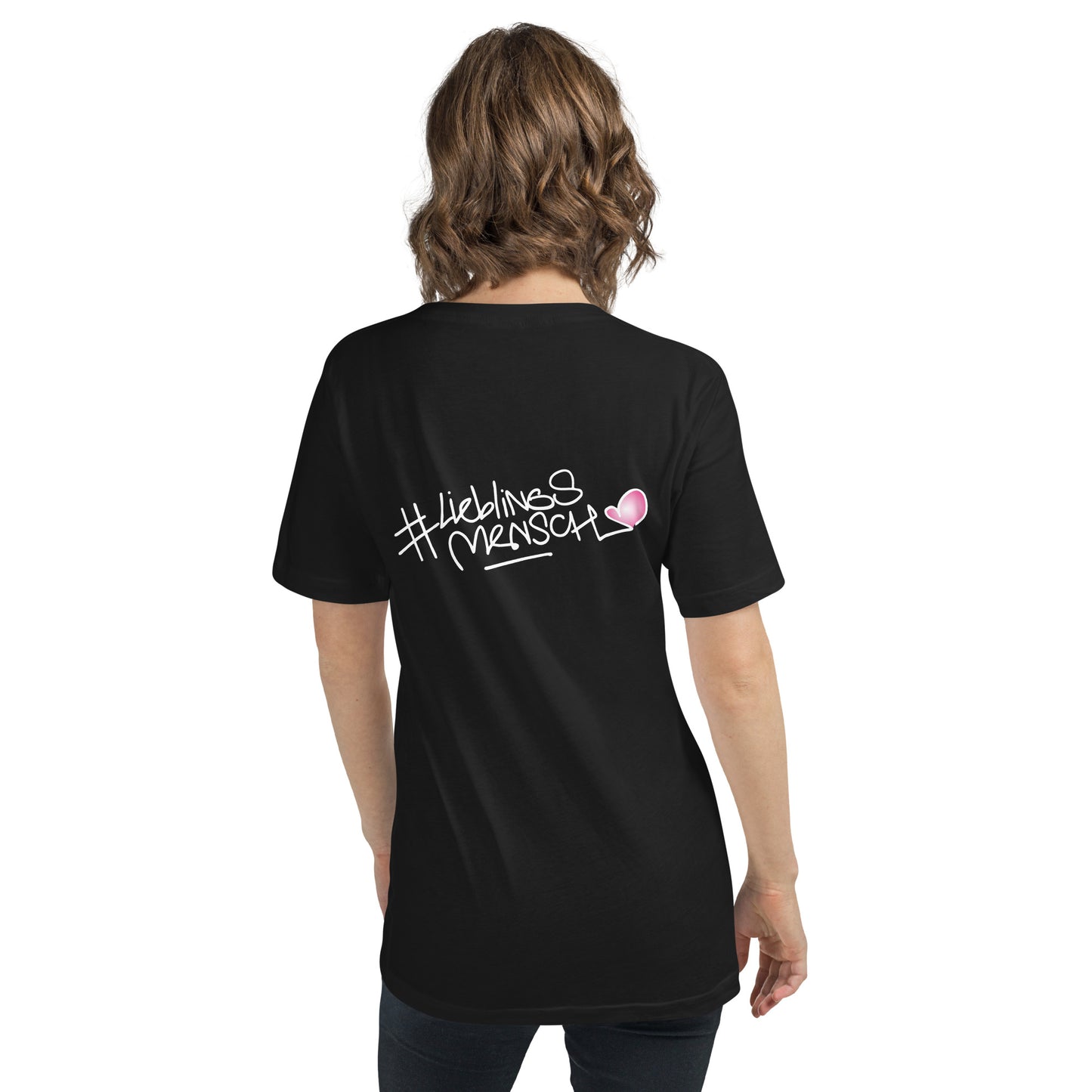 V-Ausschnitt-Shirt für Damen mit #Lieblingsmensch-Aufdruck – weiche Baumwolle, lässiger Schnitt