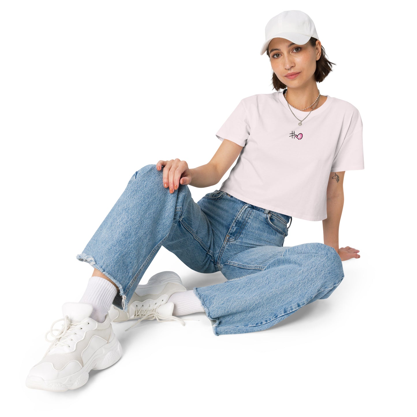Locker geschnittenes Damen-Crop-Top mit überschnittenen Schultern – ideal für lässige Sommerlooks