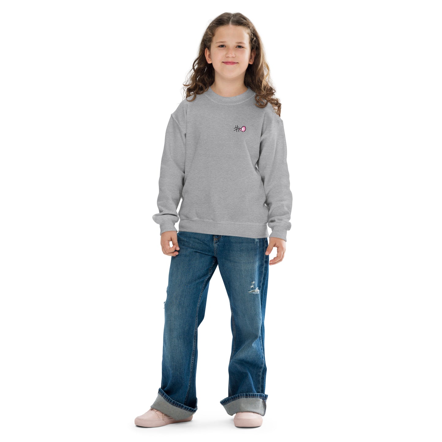 Klassischer #Lieblingsmensch Jugend-Sweater in regulärer Passform mit doppelt vernähten Nähten – leicht, warm und maschinenwaschbar