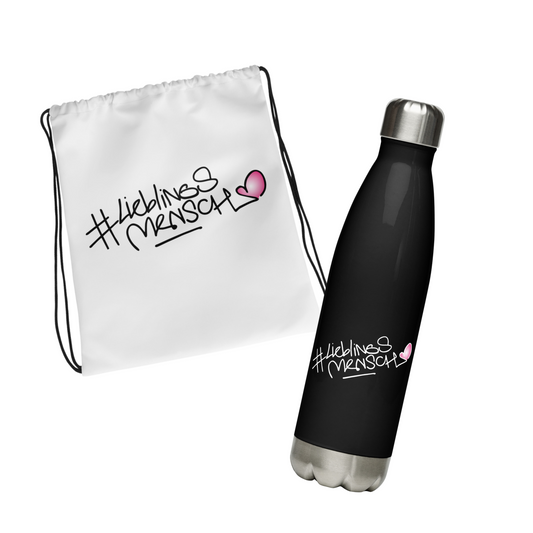 Sportlich und funktional in den Schulalltag – Turnbeutel und Trinkflasche im Lieblingsmensch-Design als Geschenkidee