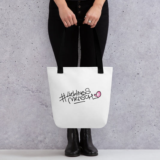 Trendige #Lieblingsmensch-Tasche mit langen Griffen – nachhaltig, robust und alltagstauglich
