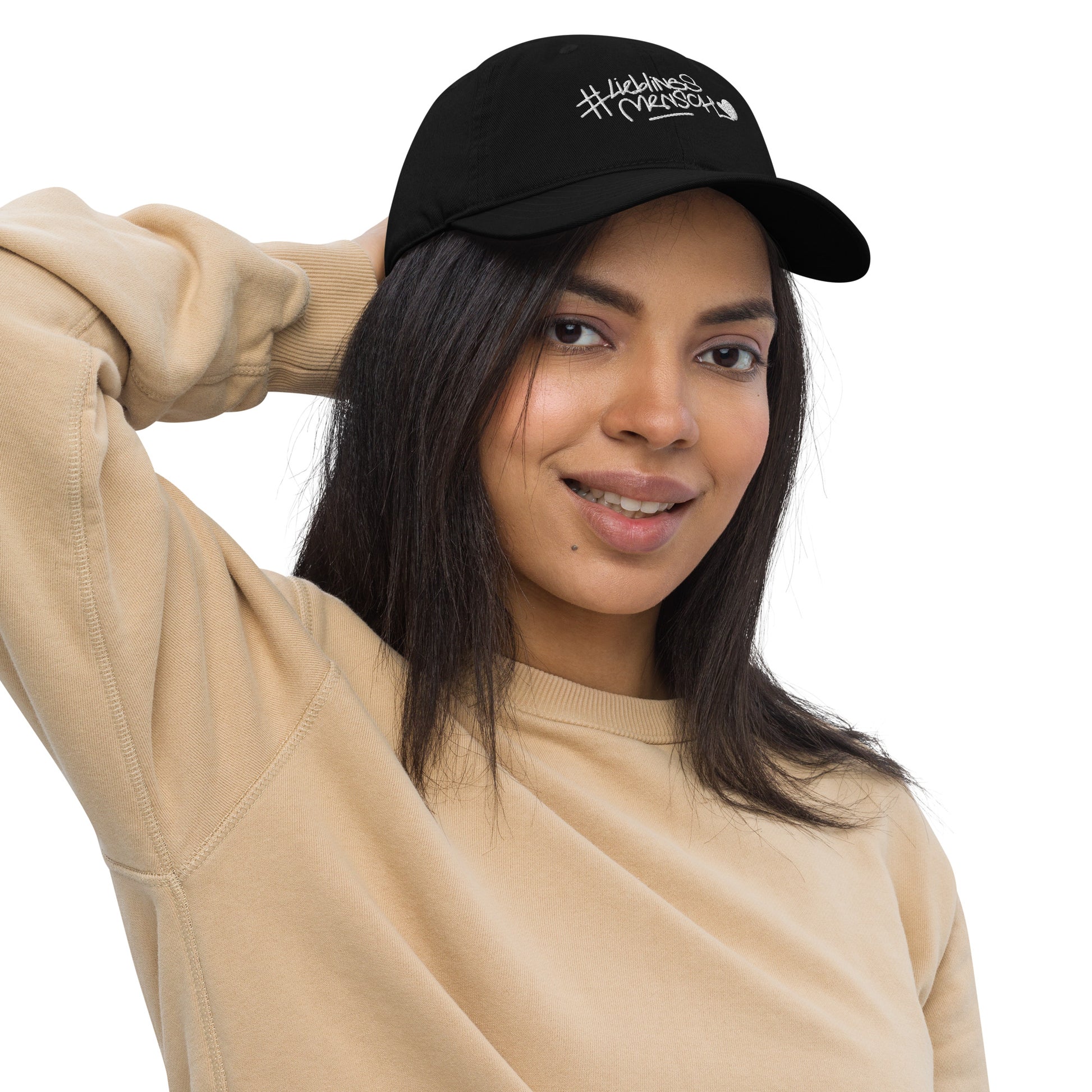 Lässige #Lieblingsmensch Baumwollcap mit 6-Panel-Design, atmungsaktiven Ösen und flexiblem Größenverschluss