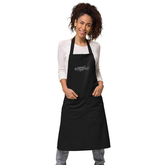 Stilvolle #Lieblingsmensch-Schürze aus Bio-Baumwolle mit geteilter Vordertasche – ideal zum Kochen oder als Geschenk