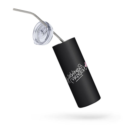 Edelstahlbecher mit Deckel und Metallstrohhalm, 600 ml Fassungsvermögen, zylindrische Form