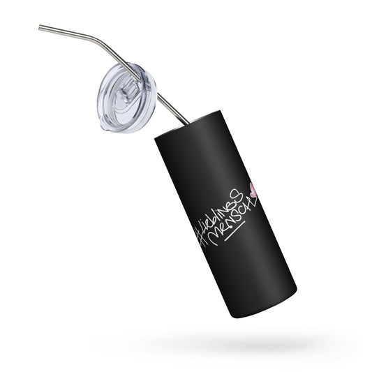 Edelstahlbecher mit Deckel und Metallstrohhalm, 600 ml Fassungsvermögen, zylindrische Form