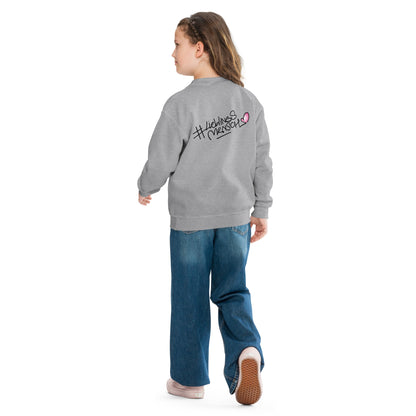 Klassischer Jugend-Sweater mit #Lieblingsmensch Aufdruck in regulärer Passform mit doppelt vernähten Nähten – leicht, warm und maschinenwaschbar
